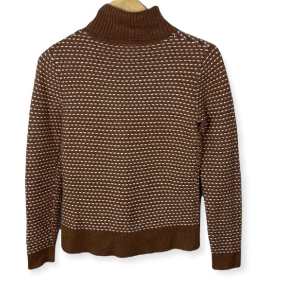 J Crew Caramel Brown Knit Turtleneck Sweater Size XS Style # H3909 Pullover Boho - Picture 3 of 11